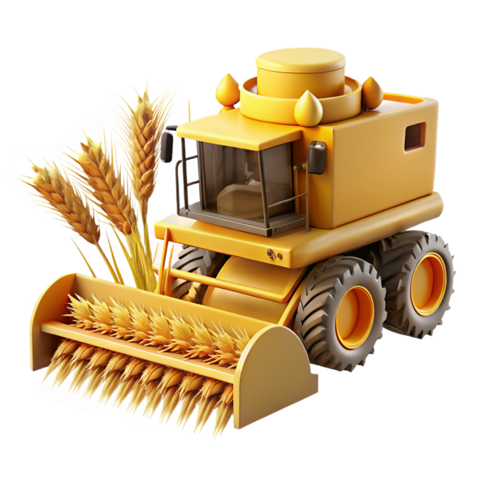 extraordinary creative Combine Harvester Harvesting Wheat Side View Cutout detailed png
