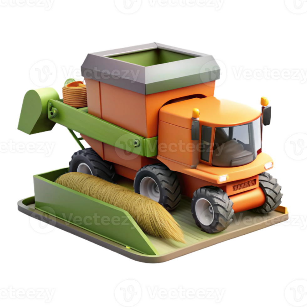 dramatic artistic Combine Harvester Unloading Grain Side View Cutout high quality png