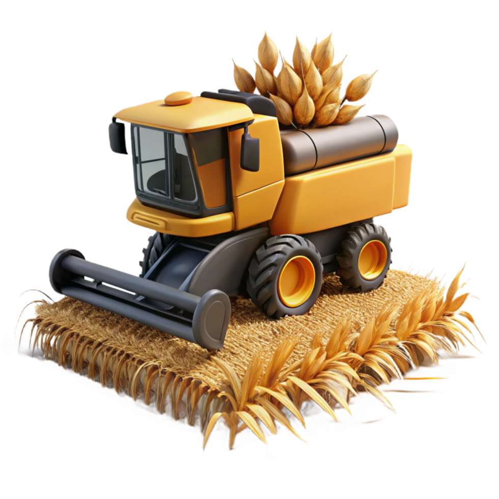 stunning modern Combine Harvester Harvesting Wheat Side View Cutout high resolution png