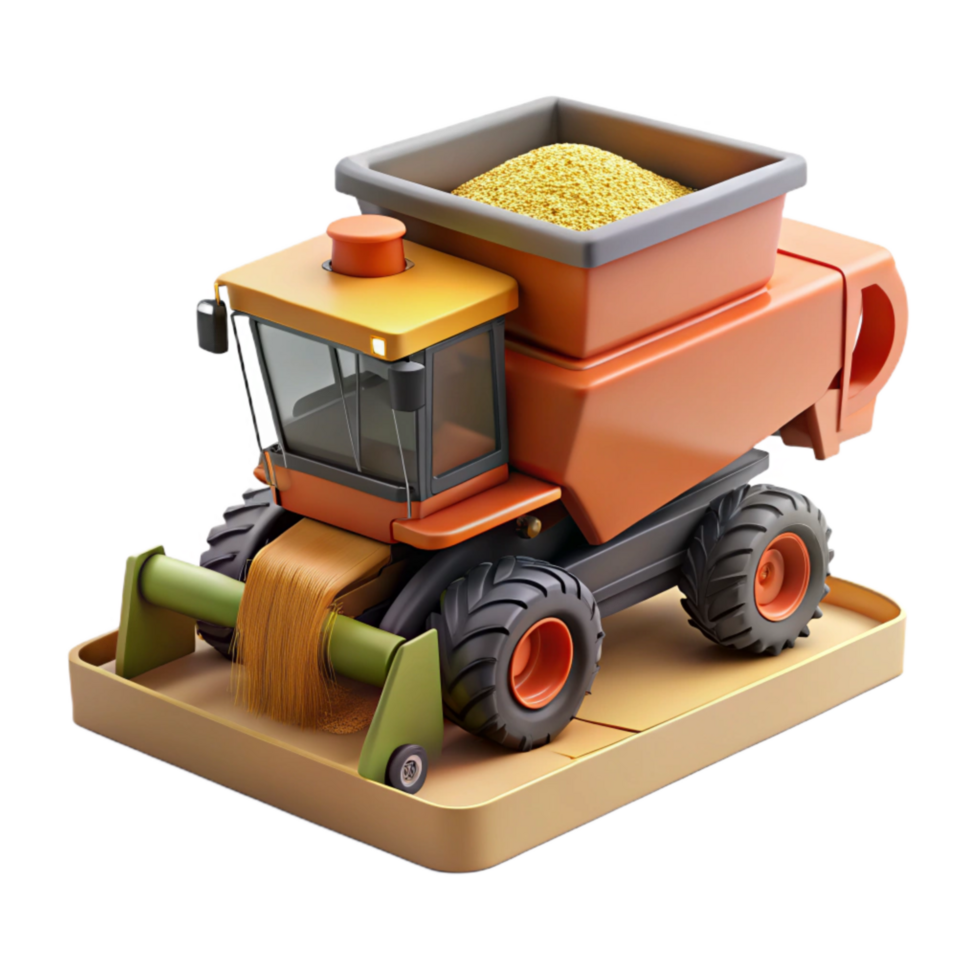 dramatic creative Combine Harvester Unloading Grain Side View Cutout high resolution png