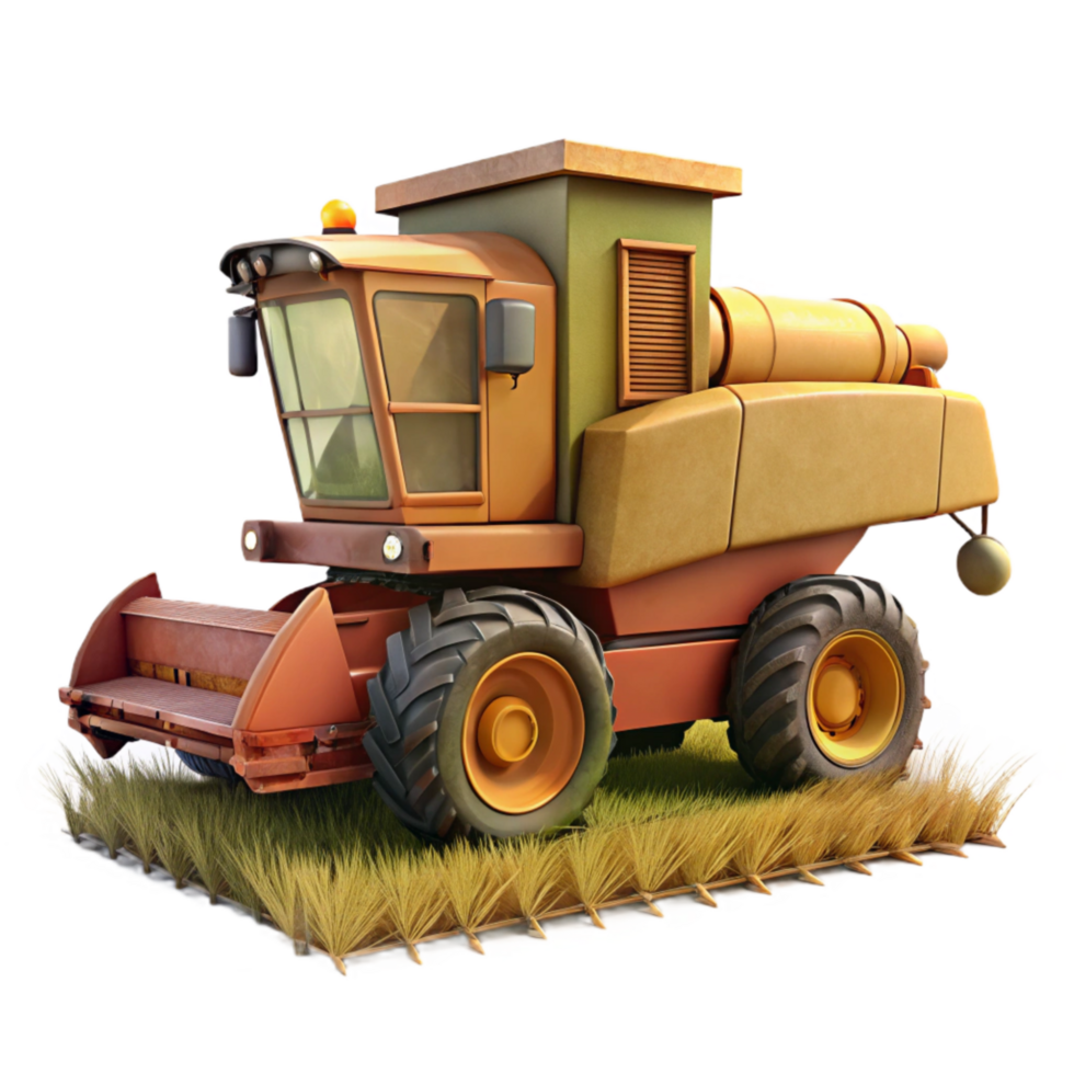 elegant vintage Combine Harvester in Field Side View Isolated genuine png