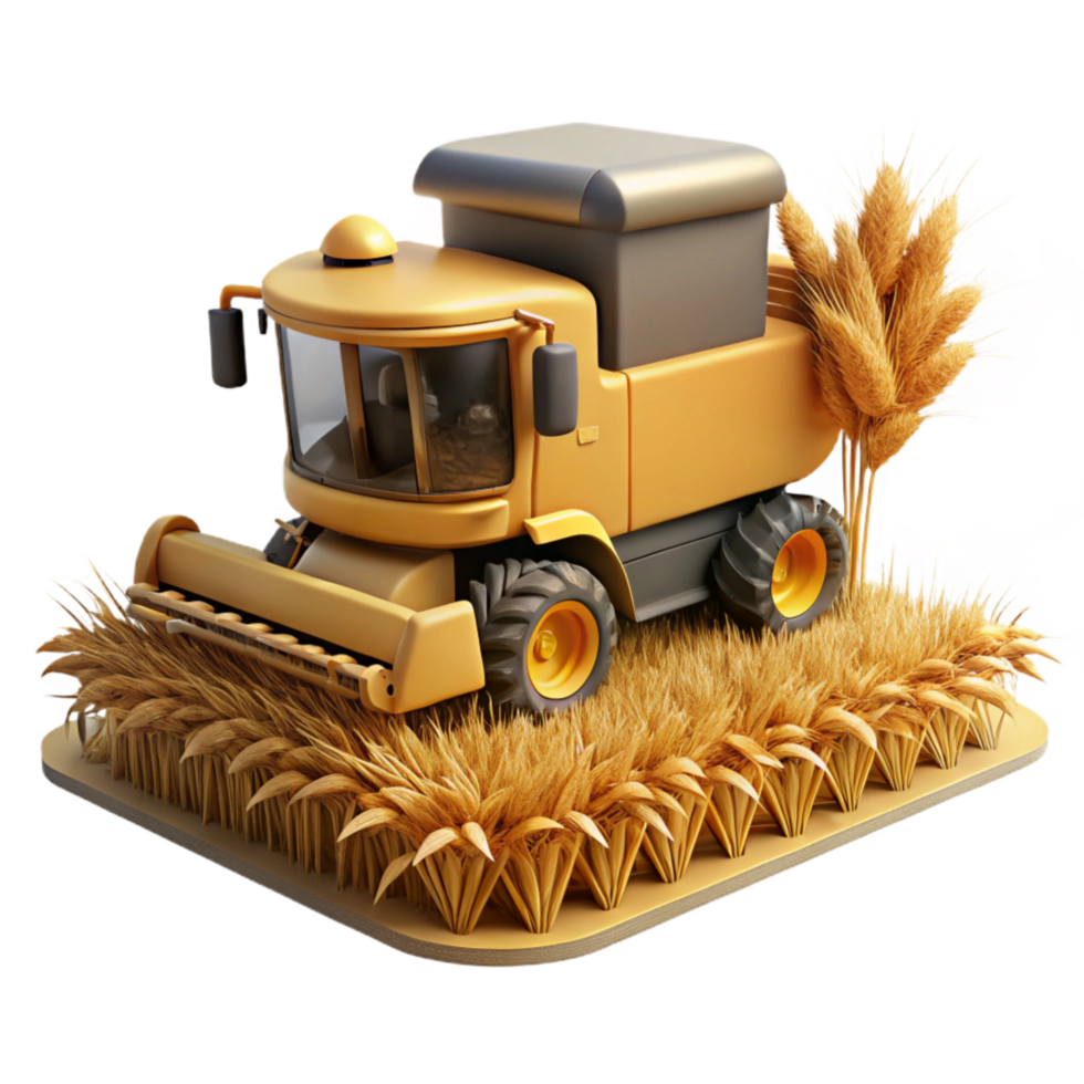 dramatic rustic Combine Harvester Harvesting Wheat Side View Cutout exclusive png