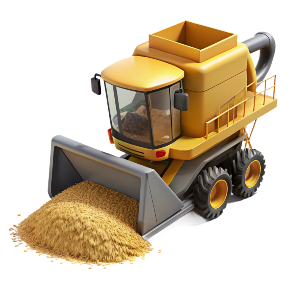 magnificent minimalist Combine Harvester Unloading Grain Side View Cutout authentic png