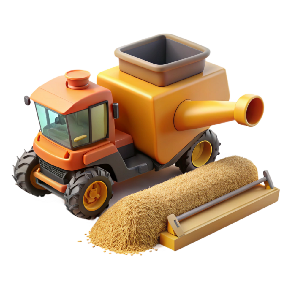 elegant vintage Combine Harvester Unloading Grain Side View Cutout high resolution png