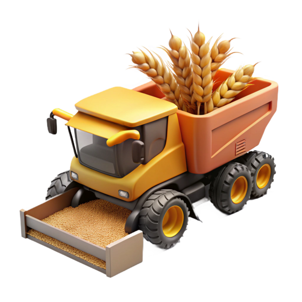 magnificent rustic Combine Harvester Unloading Grain Side View Cutout authentic png