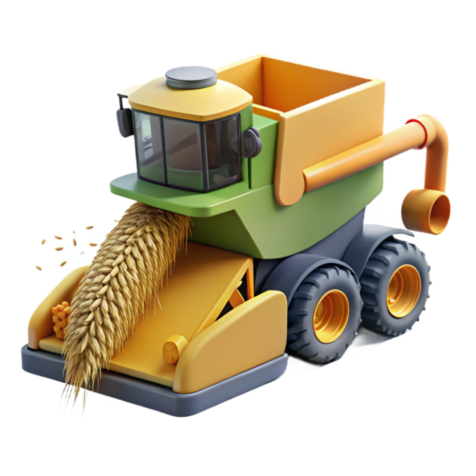 elegant abstract Combine Harvester Unloading Grain Side View Cutout original png