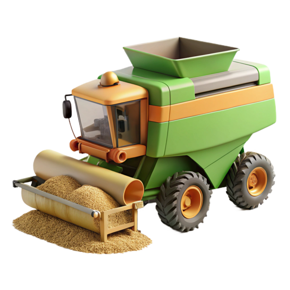 vibrant vintage Combine Harvester Unloading Grain Side View Cutout genuine png