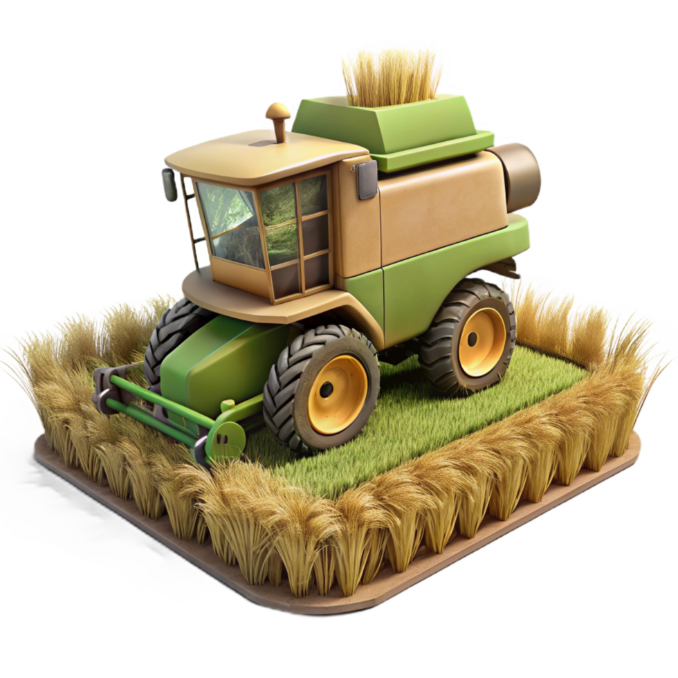 magnificent rustic Combine Harvester in Field Side View Isolated high resolution png