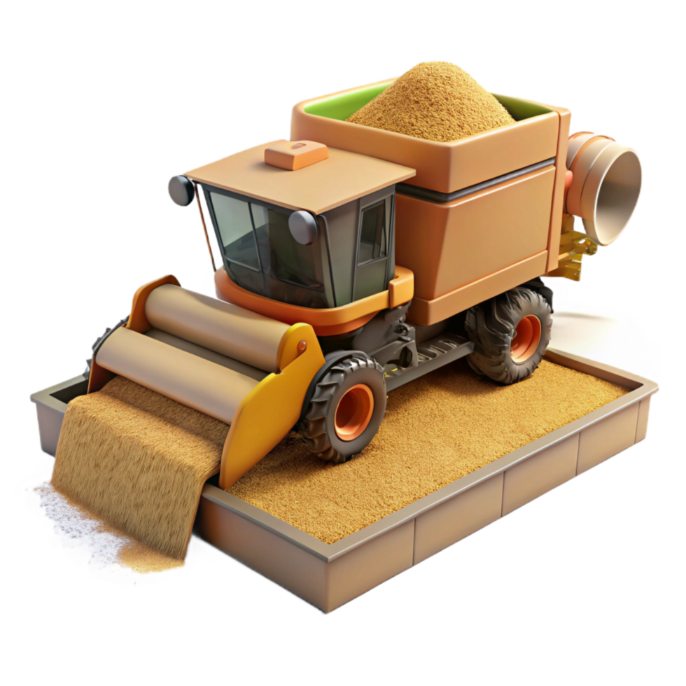 stunning traditional Combine Harvester Unloading Grain Side View Cutout original png