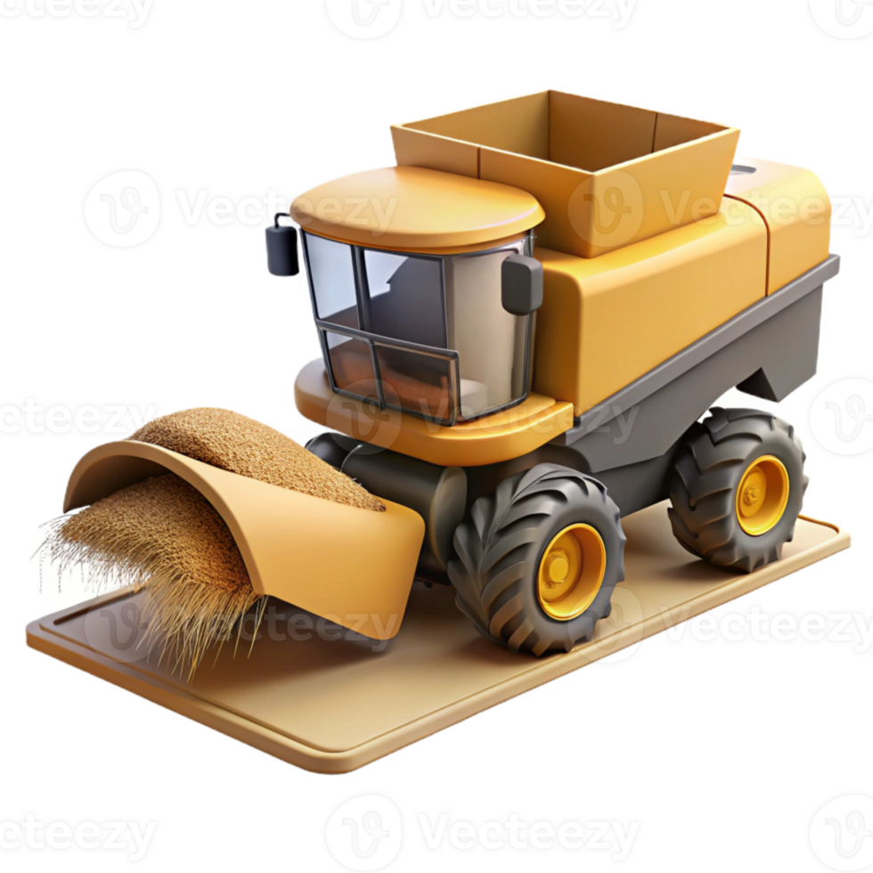wonderful modern Combine Harvester Unloading Grain Side View Cutout exclusive png