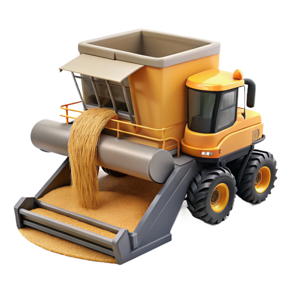 magnificent vintage Combine Harvester Unloading Grain Side View Cutout genuine png