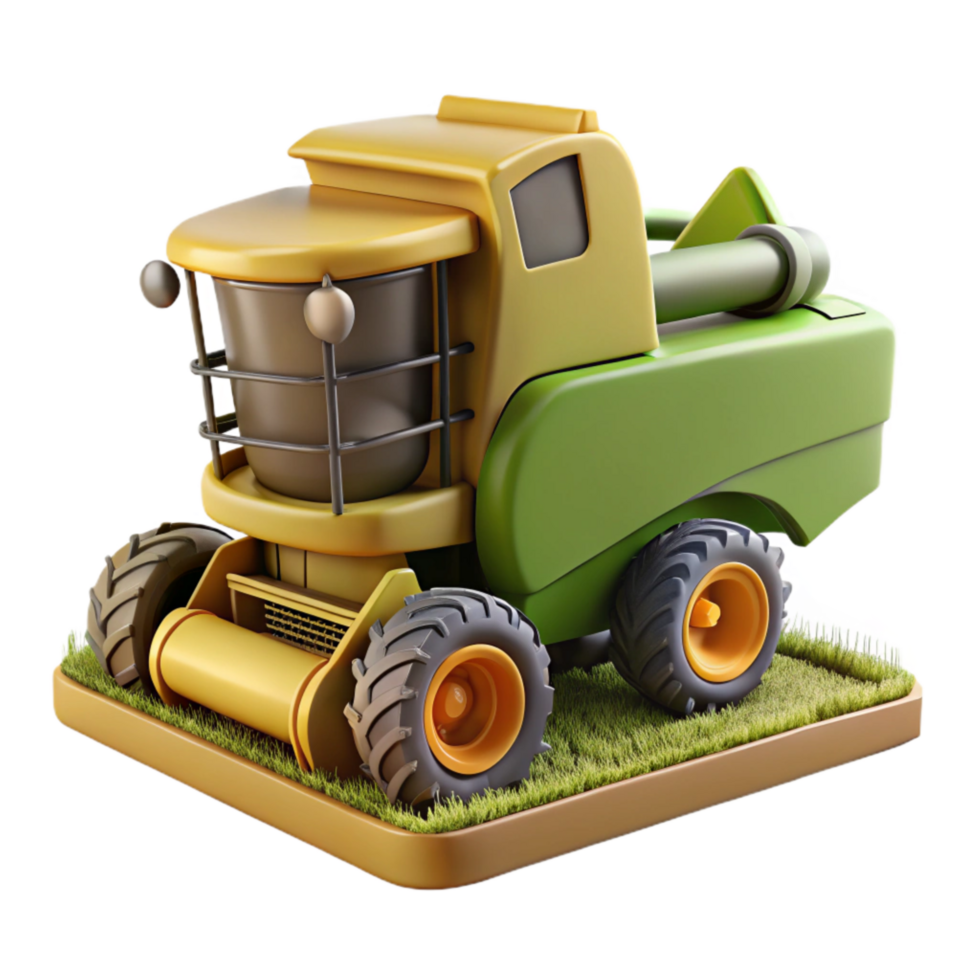 elegant traditional Combine Harvester Working in Field Side View Cutout Element png