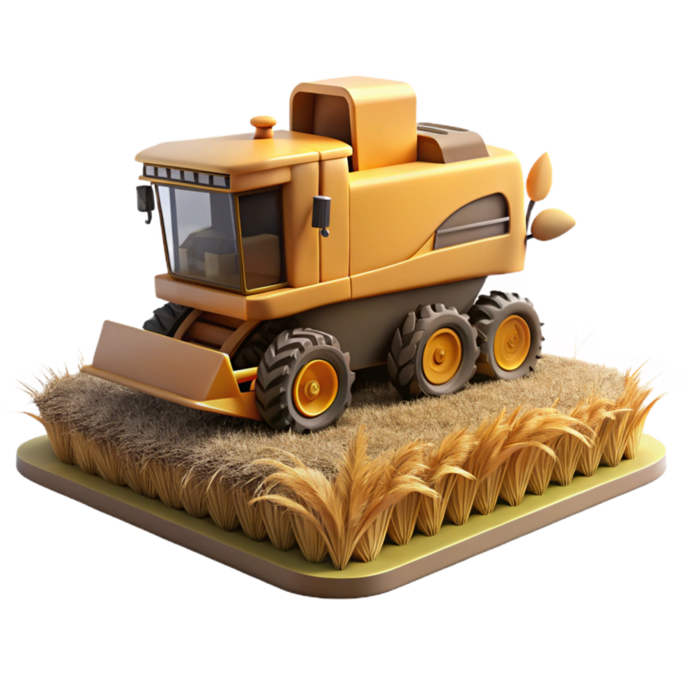 impressive rustic Combine Harvester Working in Field Side View Cutout Element high quality png