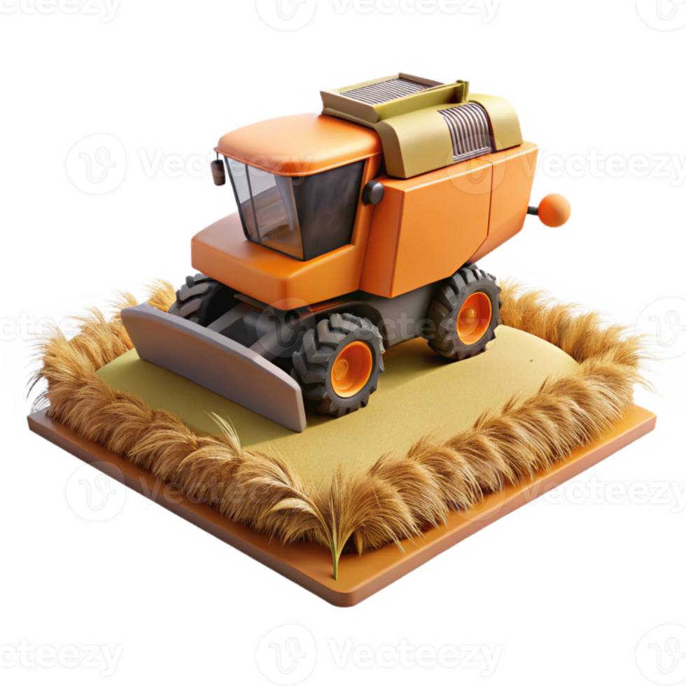 impressive artistic Combine Harvester Working in Field Side View Cutout Element professional png