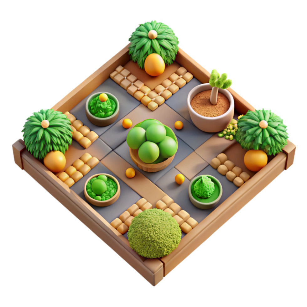 serene contemporary Community Garden Top View Isolated Element original png