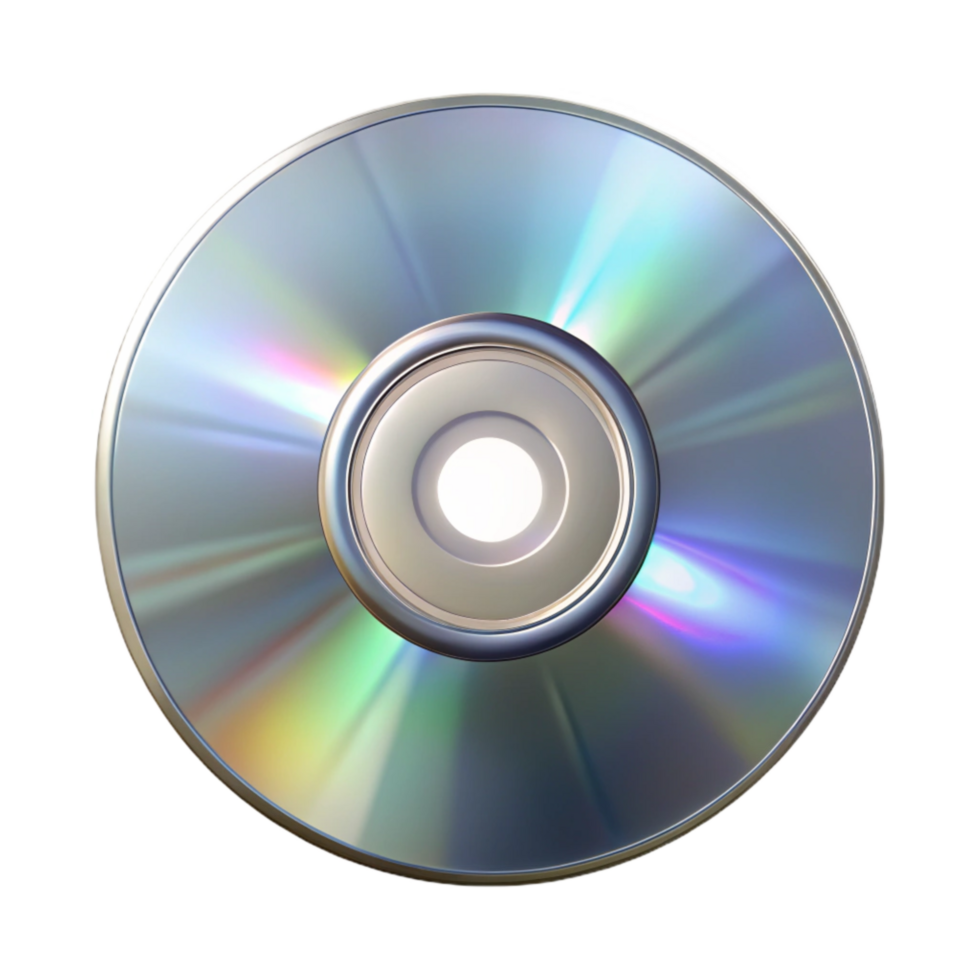 serene vintage Compact Disc Silver Reflective Surface Isolated Cutout Transparent Background detailed png