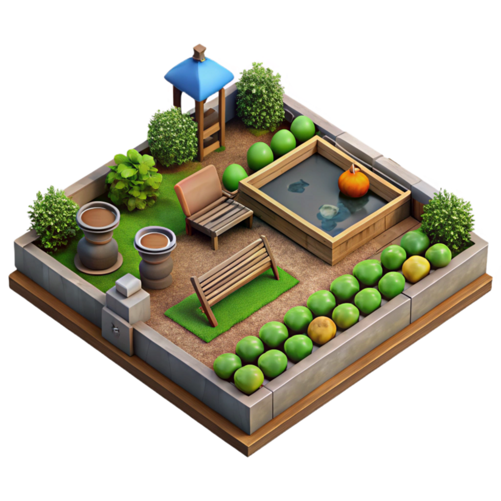 magnificent artistic Community Garden Top View Isolated Element high resolution png