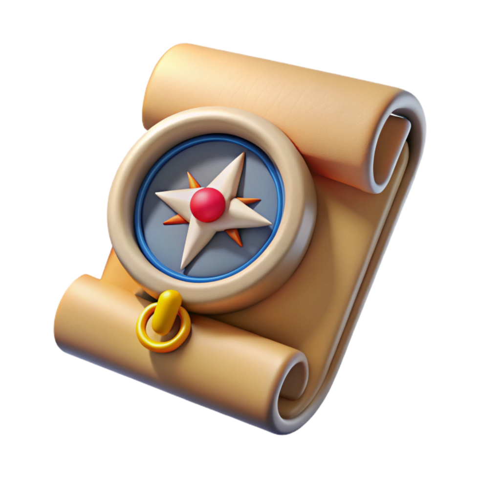 wonderful traditional Compass and Map Scroll Cutout on Transparent Background professional png