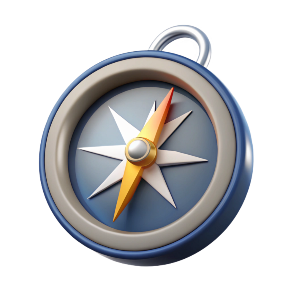 magnificent minimalist Compass Pointing North Top View Cutout premium png