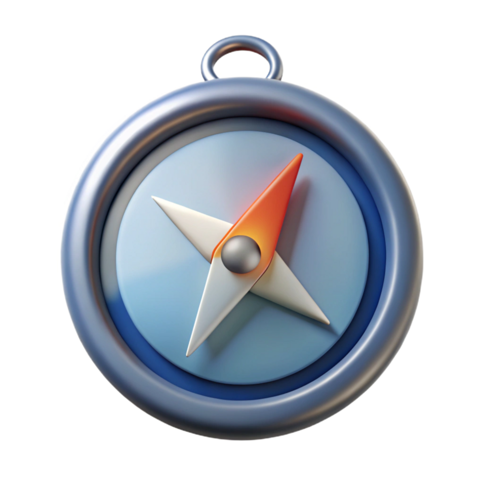 dramatic artistic Compass with North Arrow Pointing Forward Cutout on Transparent Background professional png