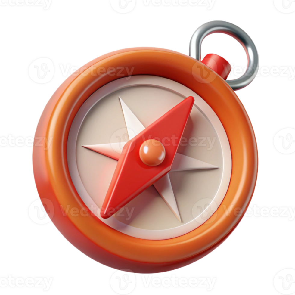 elegant modern Compass with Red Needle Transparent Background Cutout high resolution png