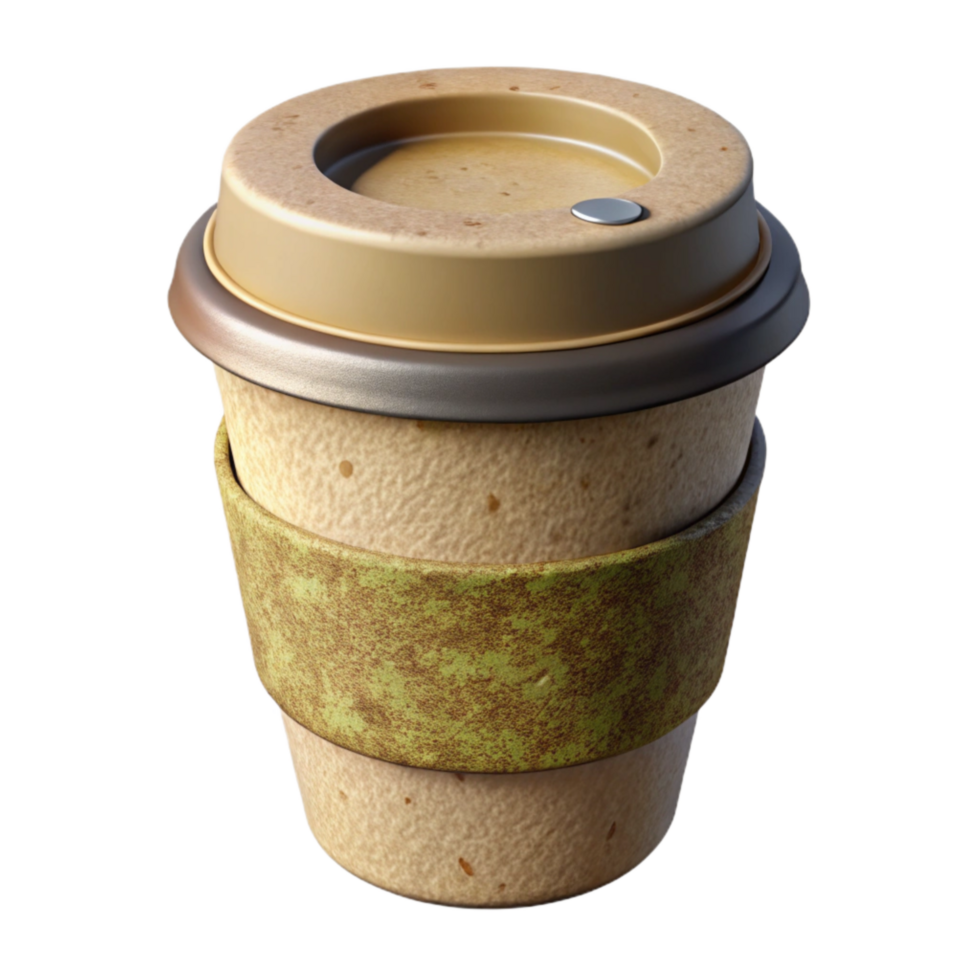 stunning vintage Compostable Coffee Cup with Lid Isolated on Transparent Background professional png