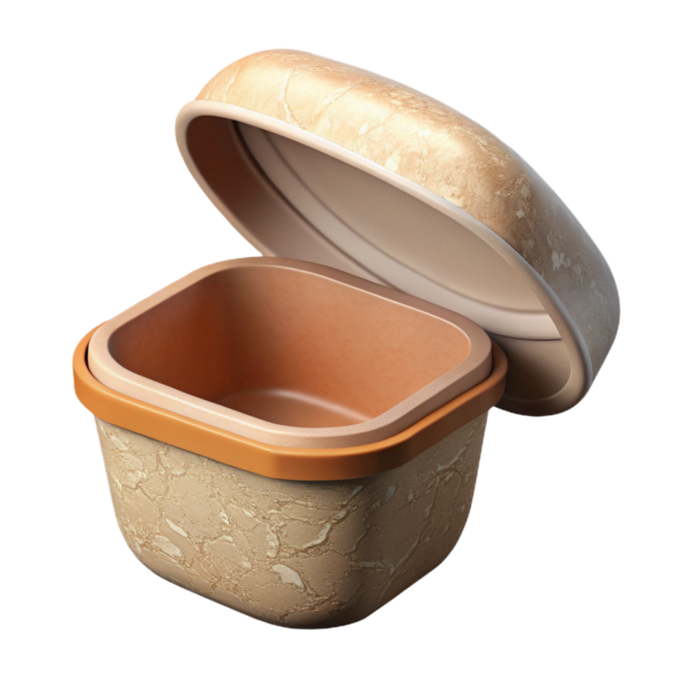 serene minimalist Compostable Food Container Open Lid Transparent Background original png