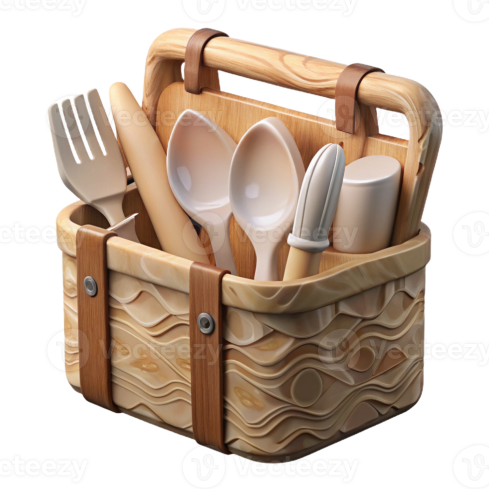 vibrant traditional Compostable Cutlery Set with Wooden Handles Transparent exclusive png