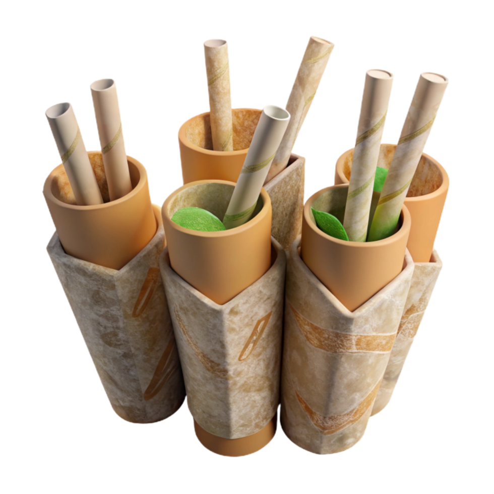 stunning minimalist Compostable Straws with Paper Wrapping Transparent original png