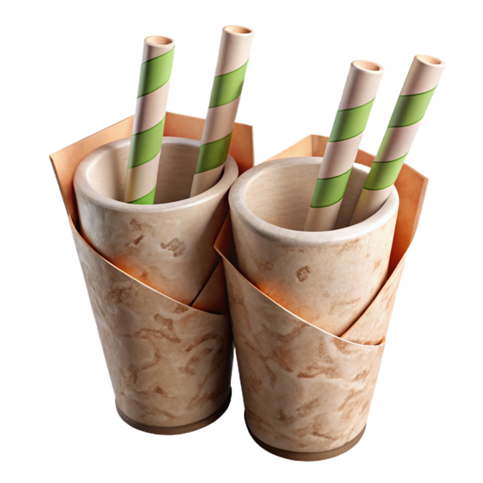 serene abstract Compostable Straws with Paper Wrapping Transparent high resolution png
