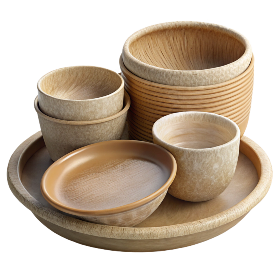 vibrant traditional Compostable Plates and Bowls Set Transparent Background png
