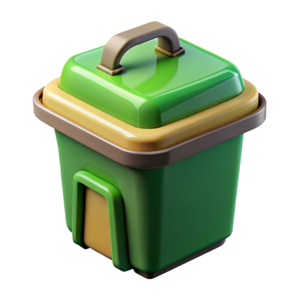 Compost Bin with Green Lid Transparent Background Isolated png