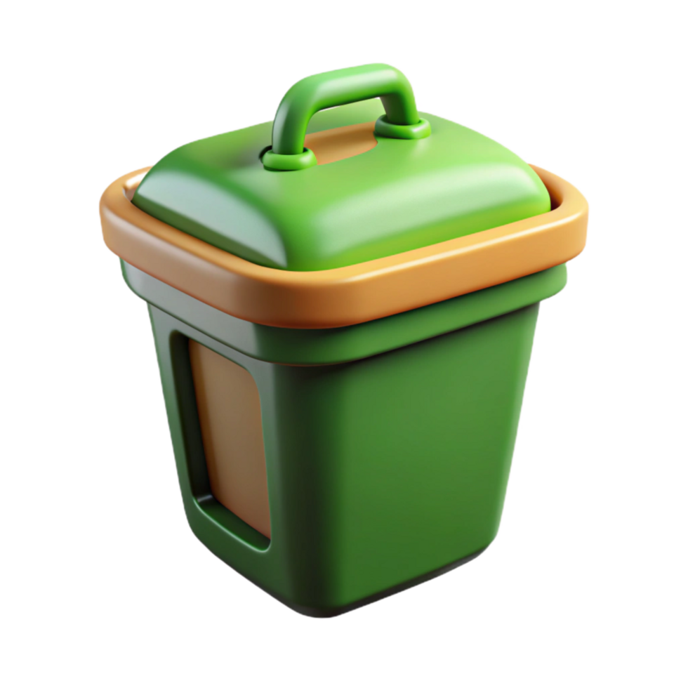 extraordinary abstract Compost Bin with Green Lid Transparent Background Isolated detailed png