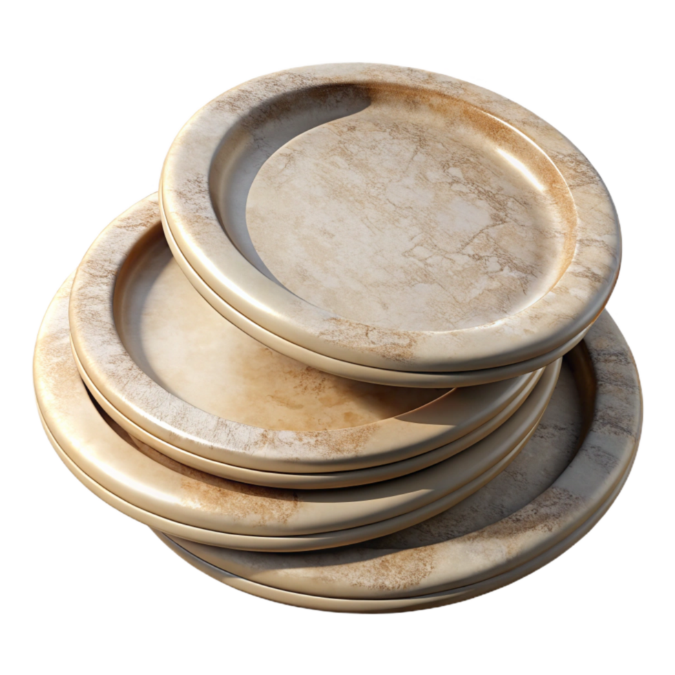 extraordinary artistic Compostable Plates Stacked Side View Transparent Background high resolution png