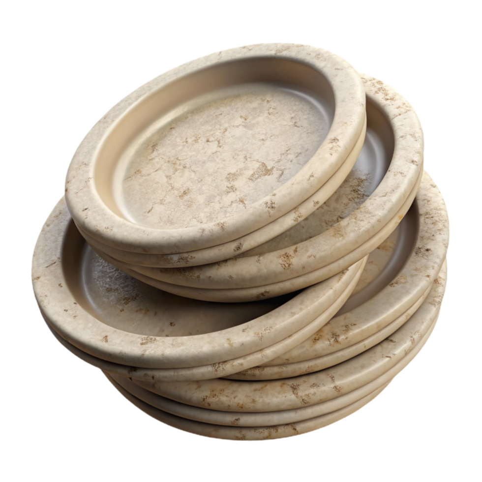 elegant creative Compostable Plates Stacked Side View Transparent Background professional png