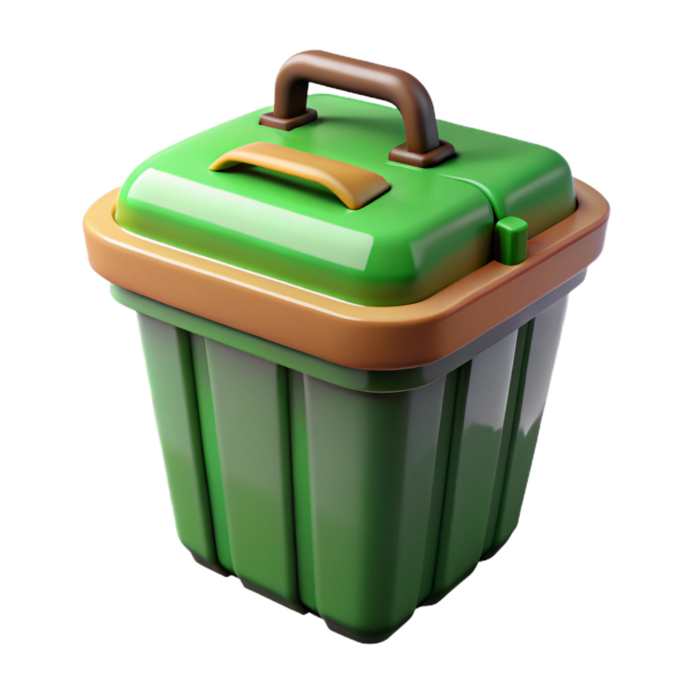 wonderful abstract Compost Bin with Green Lid Transparent Background Isolated genuine png