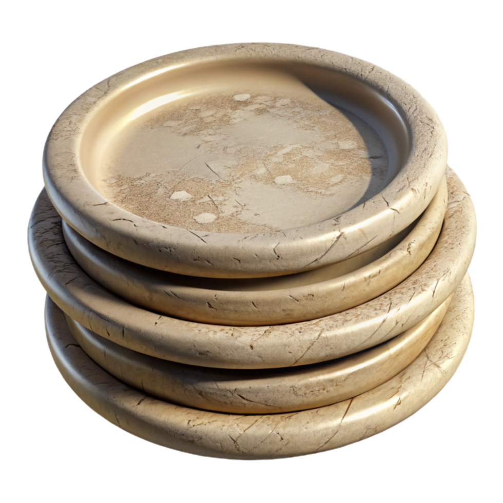 impressive artistic Compostable Plates Stacked Side View Transparent Background png