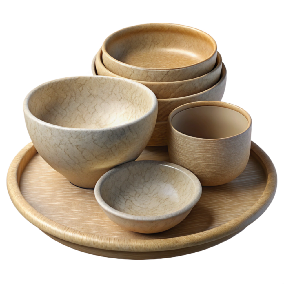 vibrant abstract Compostable Plates and Bowls Set Transparent Background original png