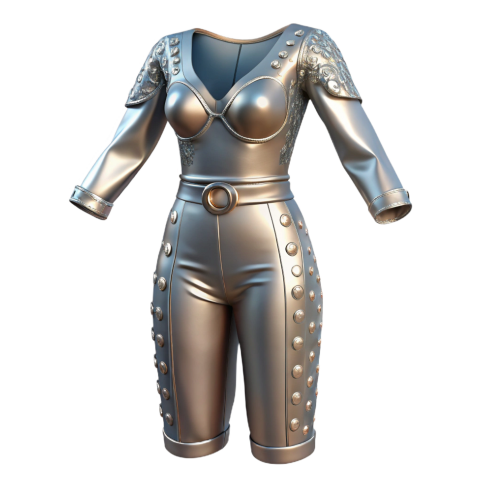 stunning minimalist Conceptual Jumpsuit Silver Detail Cutout professional png