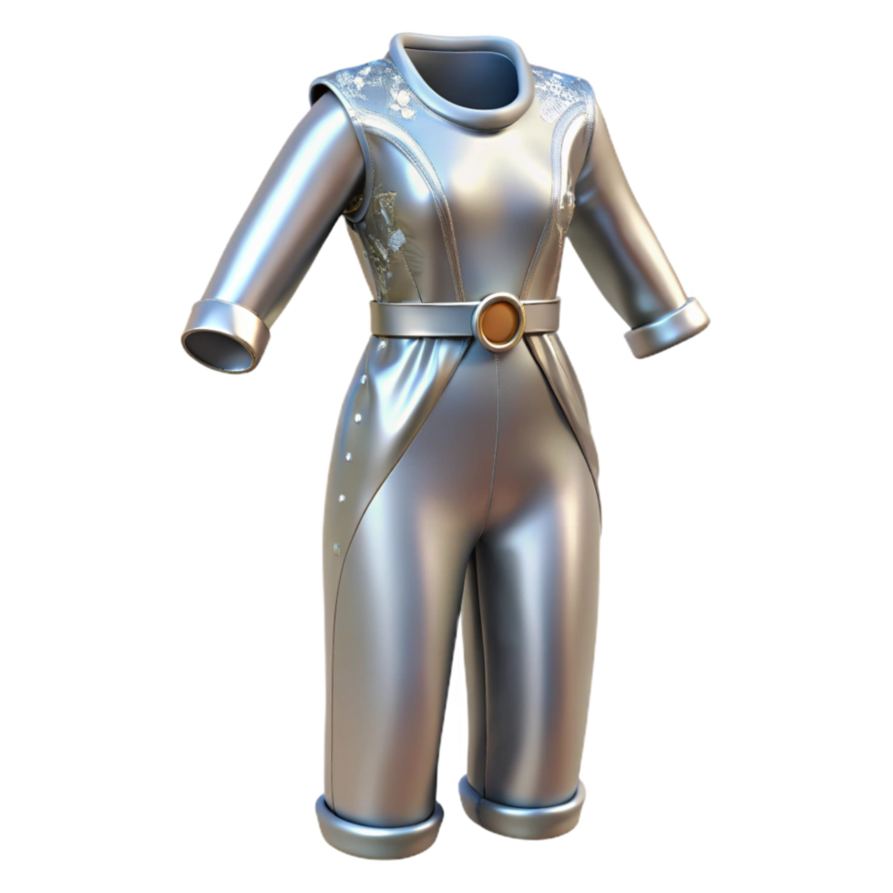 stunning minimalist Conceptual Jumpsuit Silver Detail Cutout high quality png