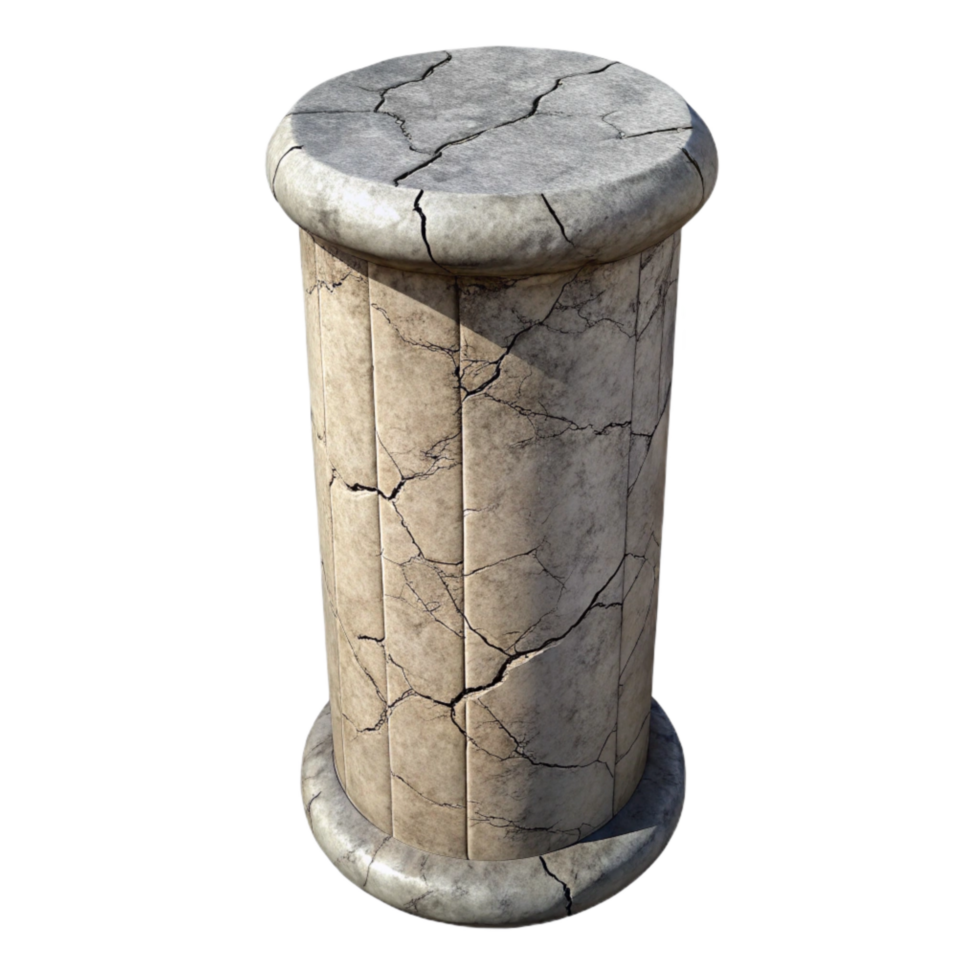elegant minimalist Concrete Pillar with Cracks Isolated high quality png