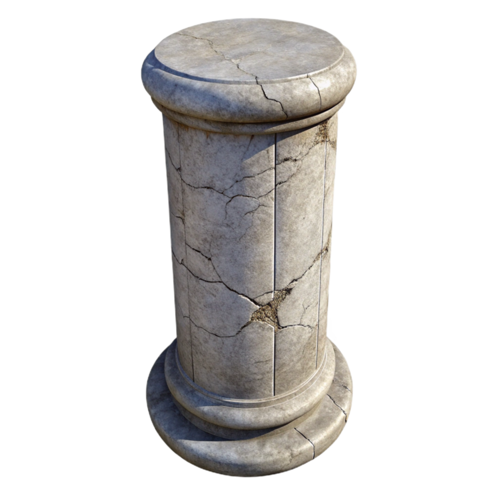 vibrant rustic Concrete Pillar with Cracks Isolated detailed png