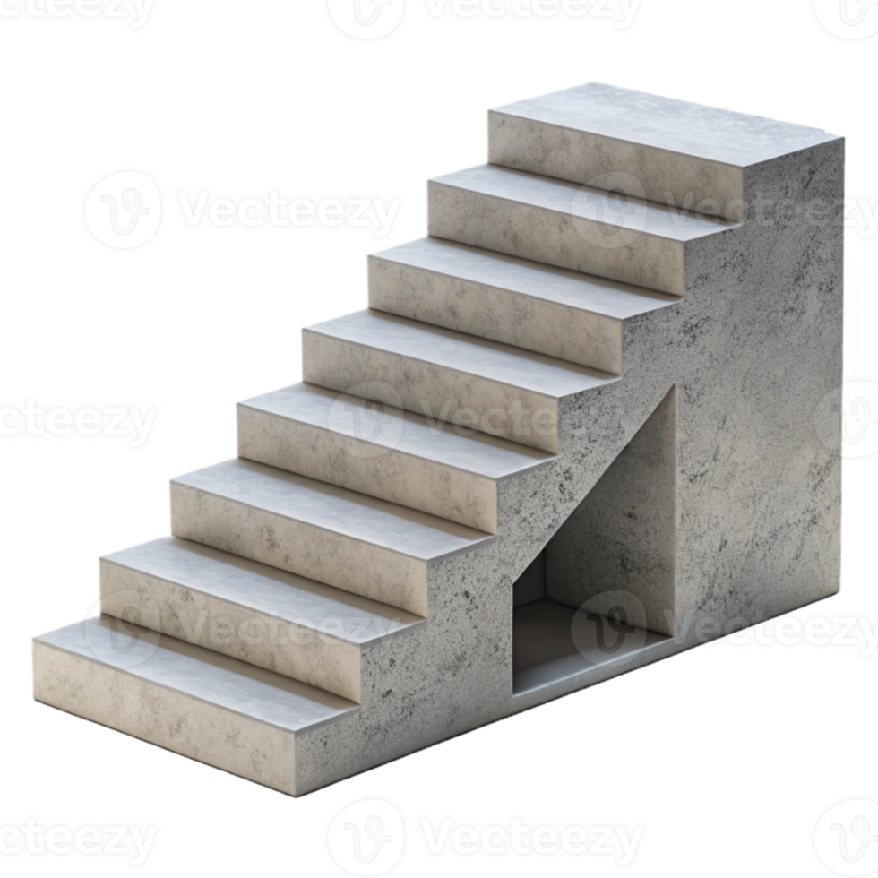 vibrant rustic Concrete Staircase Minimalist Design Transparent Background png