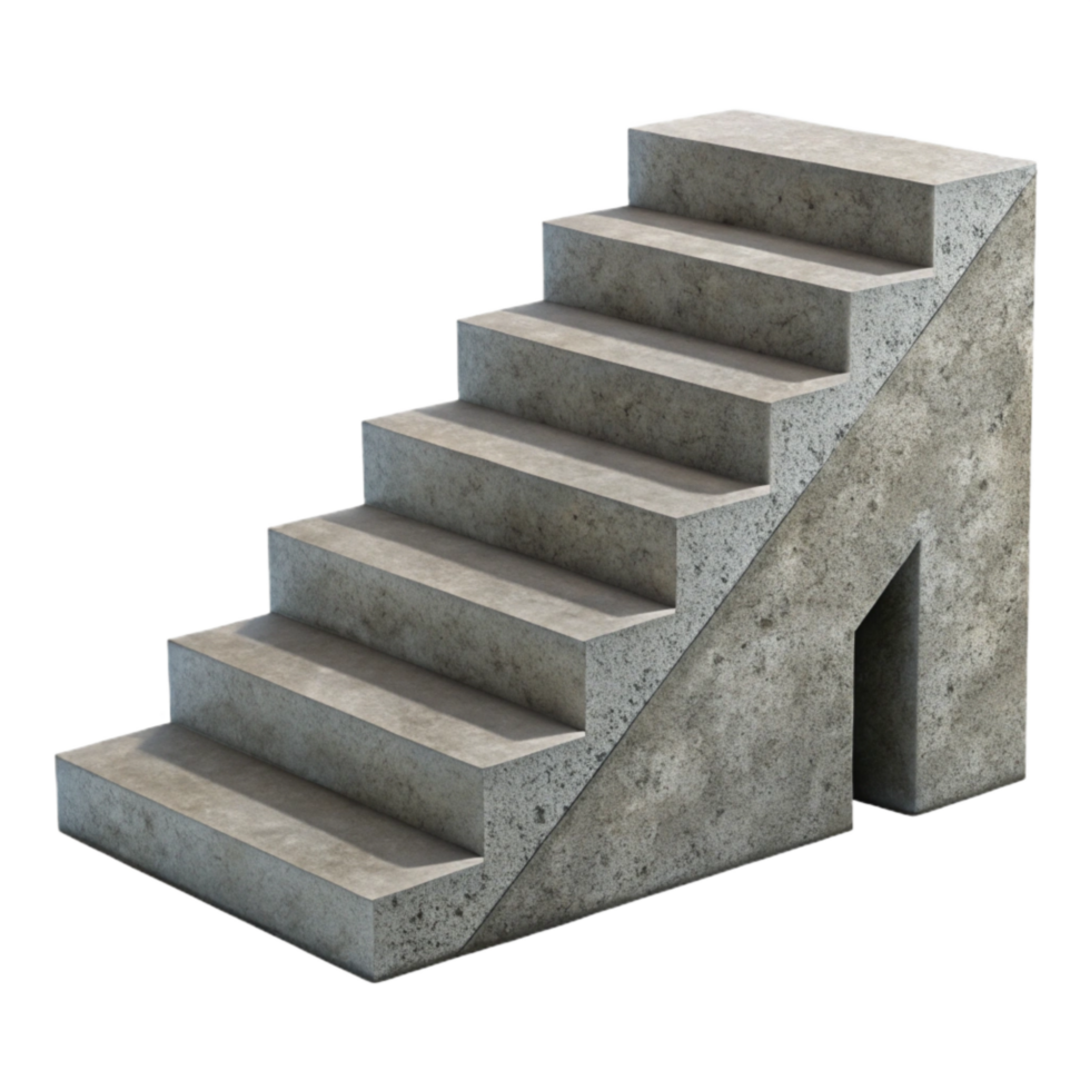 elegant contemporary Concrete Staircase Minimalist Design Transparent Background png