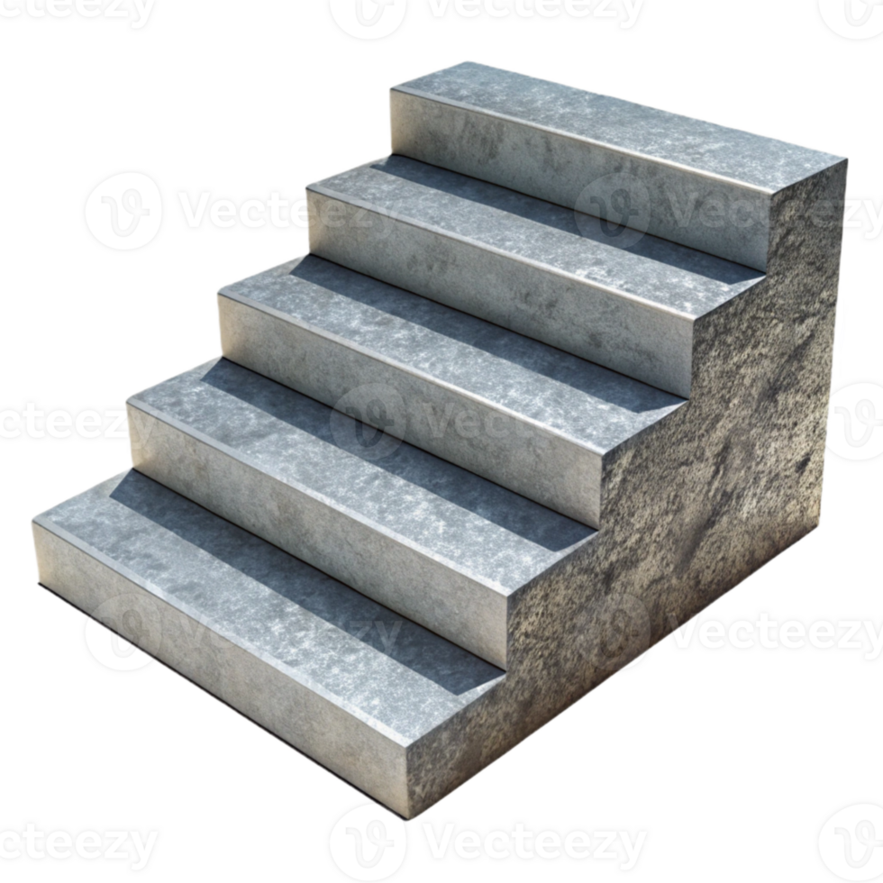 vibrant minimalist Concrete Steps Textured Surface Transparent Background high quality png