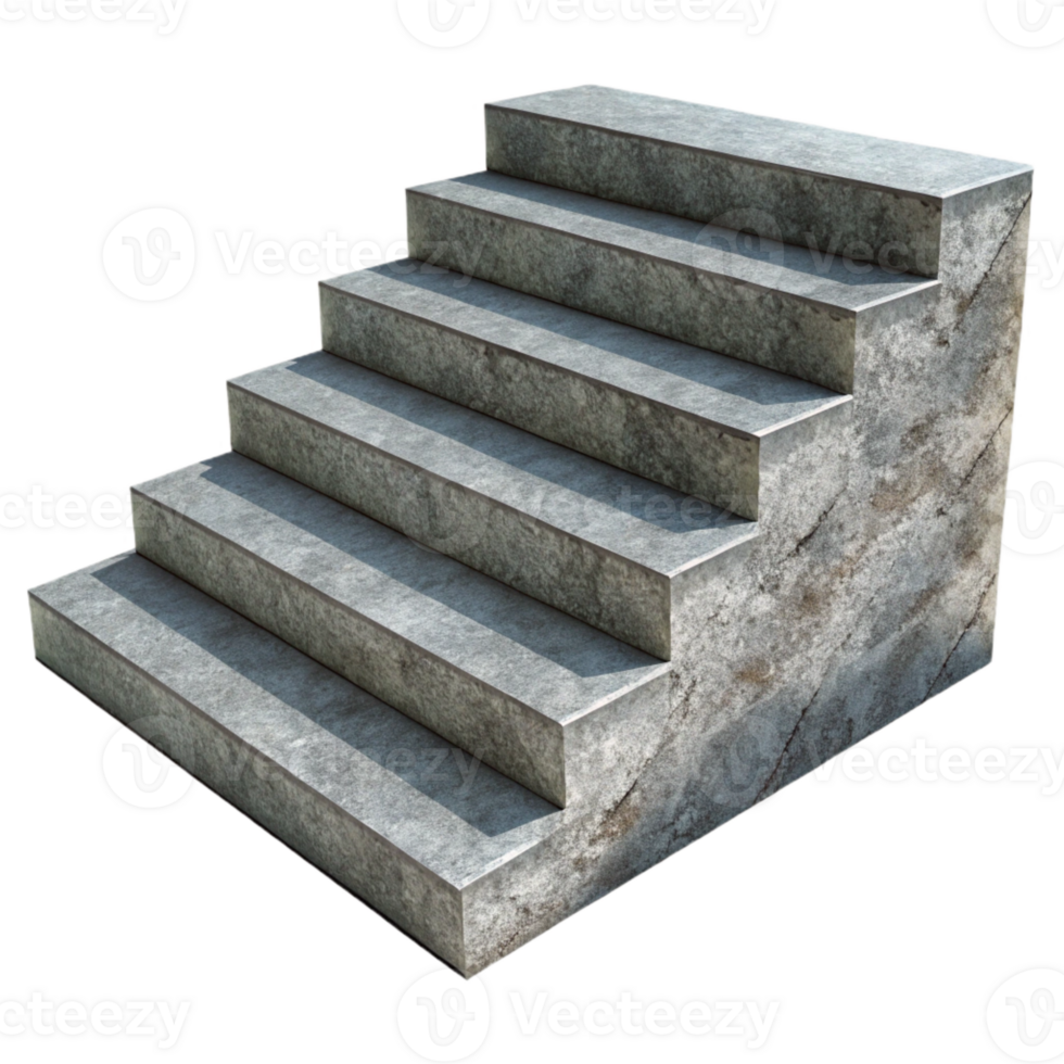 dramatic modern Concrete Steps Textured Surface Transparent Background professional png