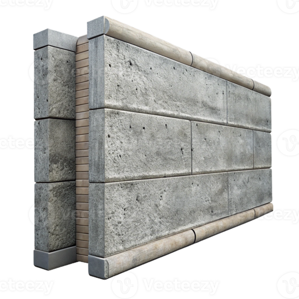 elegant minimalist Concrete Wall Section Textured Surface Transparent Background professional png