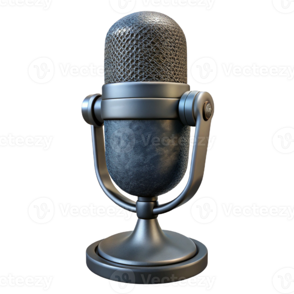 impressive classic Condenser Microphone Front View Black Finish Transparent Background premium png