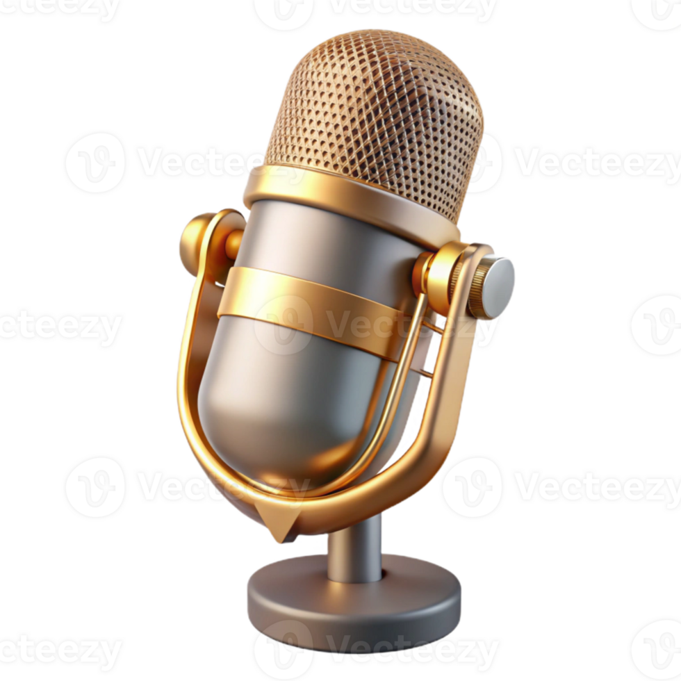 wonderful modern Condenser Microphone Side View Gold Accent Transparent Background premium png
