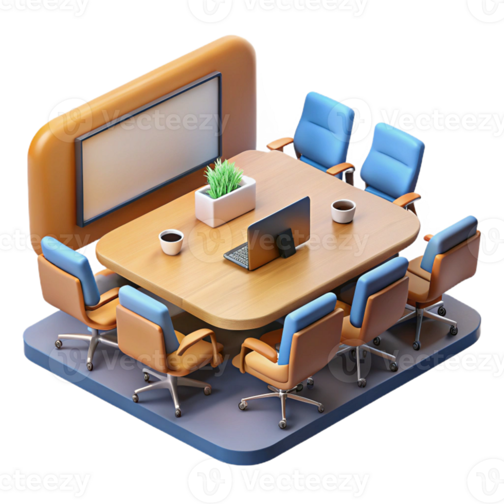 vibrant creative Conference Room with Conference Screen Cutout Element authentic png